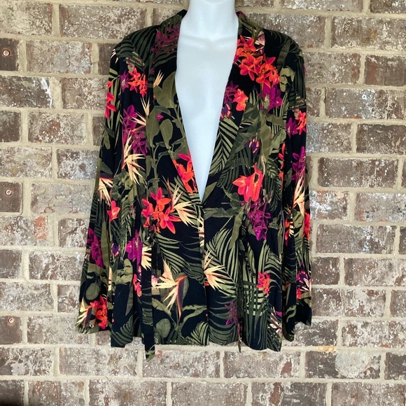 Worthington Jackets & Blazers - Worthington Casual Tie-Closure Tropical Print "Isla Floral" Blazer, Size L, NWT